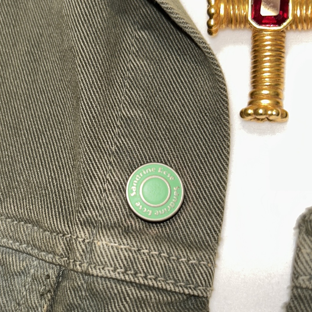 RARE SANDRINE ROSE sz S “troublemaker/girl gang” button front jacket 3/4 sleeves - Picture 7 of 12